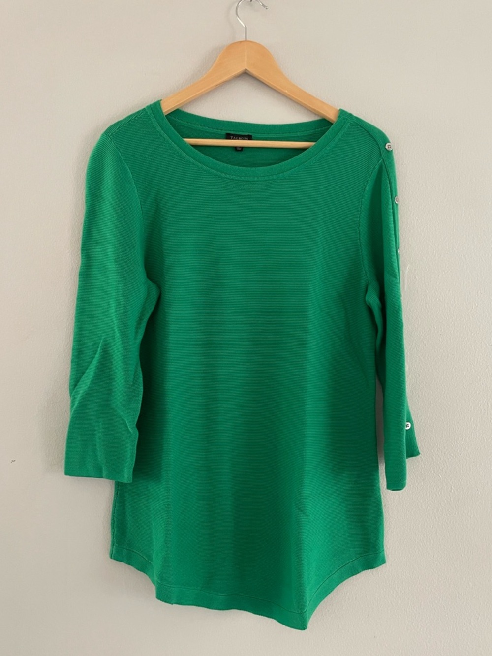 Talbots Bright Emerald Knit Three-Quarter Sleeve Blouse